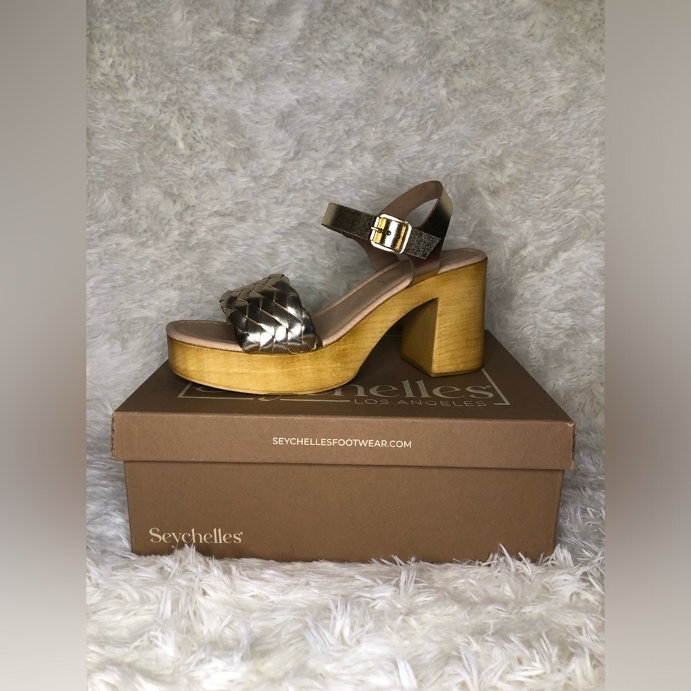 Seychelles Women's Tan and Brown Platform Heels NIB SIZE 9.5 - Picture 3 of 16